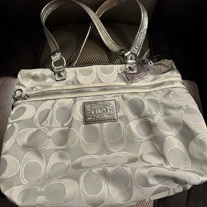 Silver Coach handbag